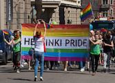 The Helsinki Pride rainbow flag · Helsinki Pride -paraati 2014 · kuva 2