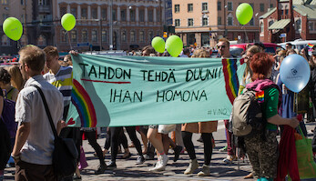 ViNO: TAHDON tehdä duunii ihan homona · Helsinki Pride -paraati 2014 · kuva 148