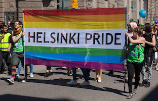 The Helsinki Pride rainbow flag · Helsinki Pride Parade 2014 · photo 5