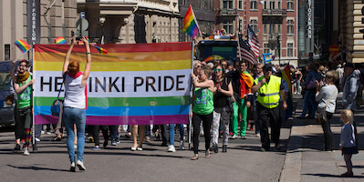 The Helsinki Pride rainbow flag · Helsinki Pride Parade 2014 · photo 3